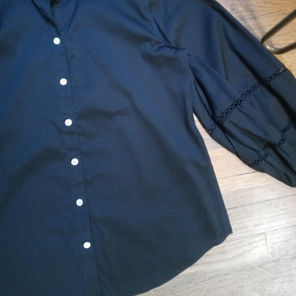 CHICO'S billow sleeve poplin shirt in black (0/US4-6) - Picture 15 of 15
